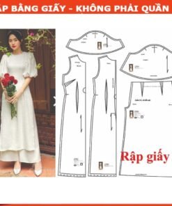 Rập giấy A0 mã AD18 - nguyên bộ áo dài tay phồng