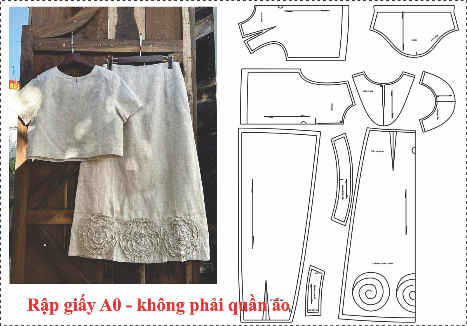 Rập giấy A0 mã 1844 - Rập may set váy áo