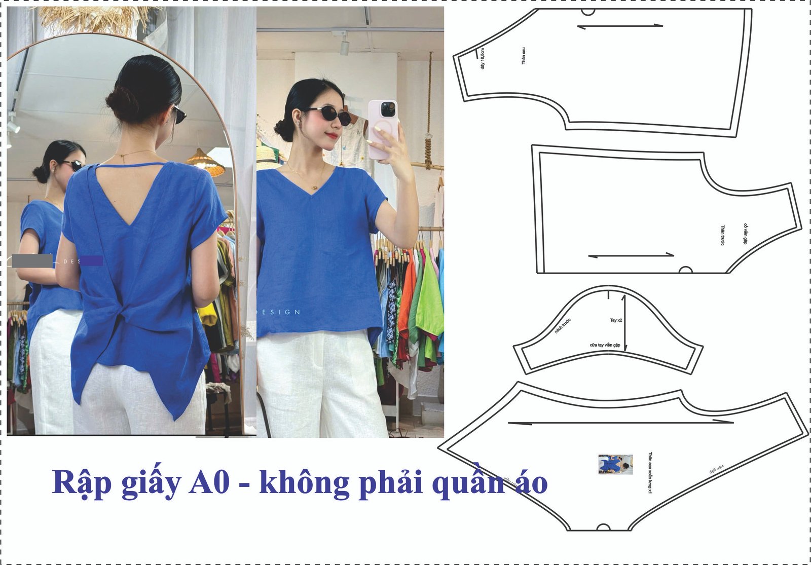 Rập giấy mã T102 - Rập áo xoắn sau lưng