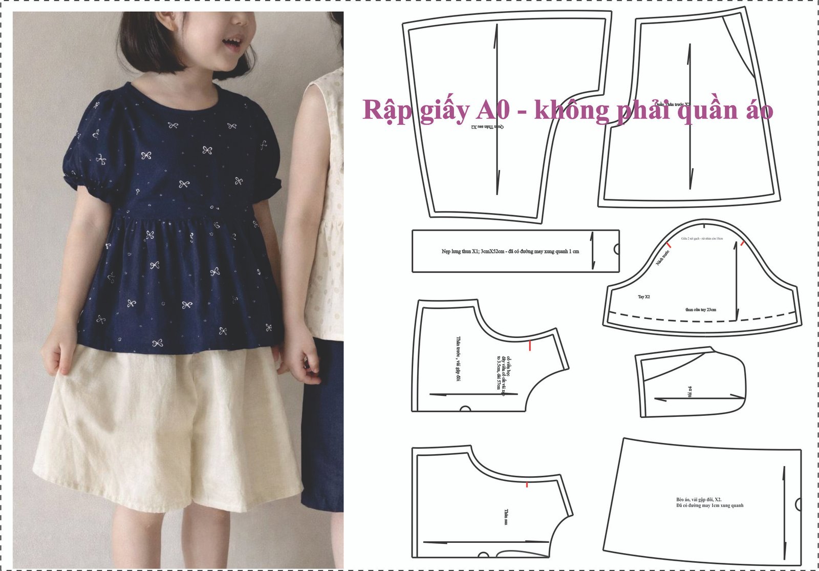 Rập giấy A0 mã R513 - Rập bộ cho mẹ bé