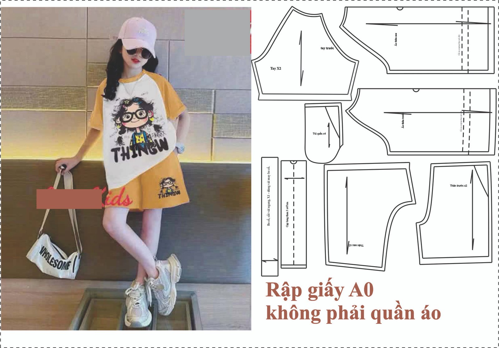 Rập giấy A0 mã R515 - bộ thun form rộng cho bé