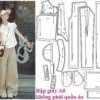 Rập giấy A0 mã 135 - Rập may bộ cổ sen, quần ống rộng