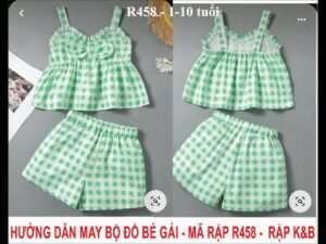 Hướng dẫn may bộ đồ bé gái theo rập R458 _ Rập K&B Handmade