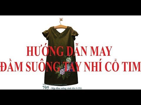Instructions for sewing a straight dress with fairy sleeves and a heart-shaped neckline - 705 for...